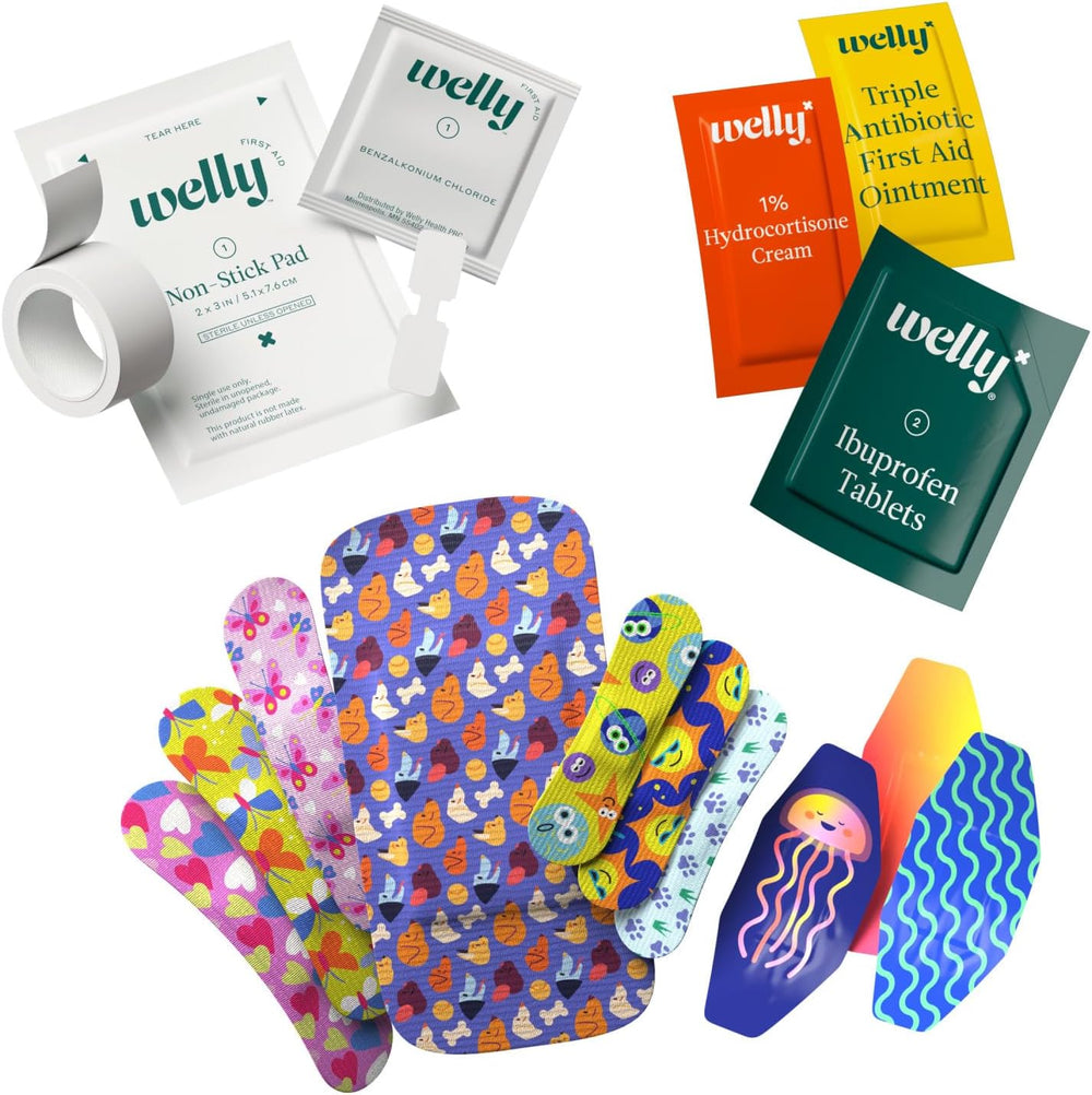 Welly First Aid Kit | FSA Eligible | Adhesive Flexible Fabric and Waterproof ...