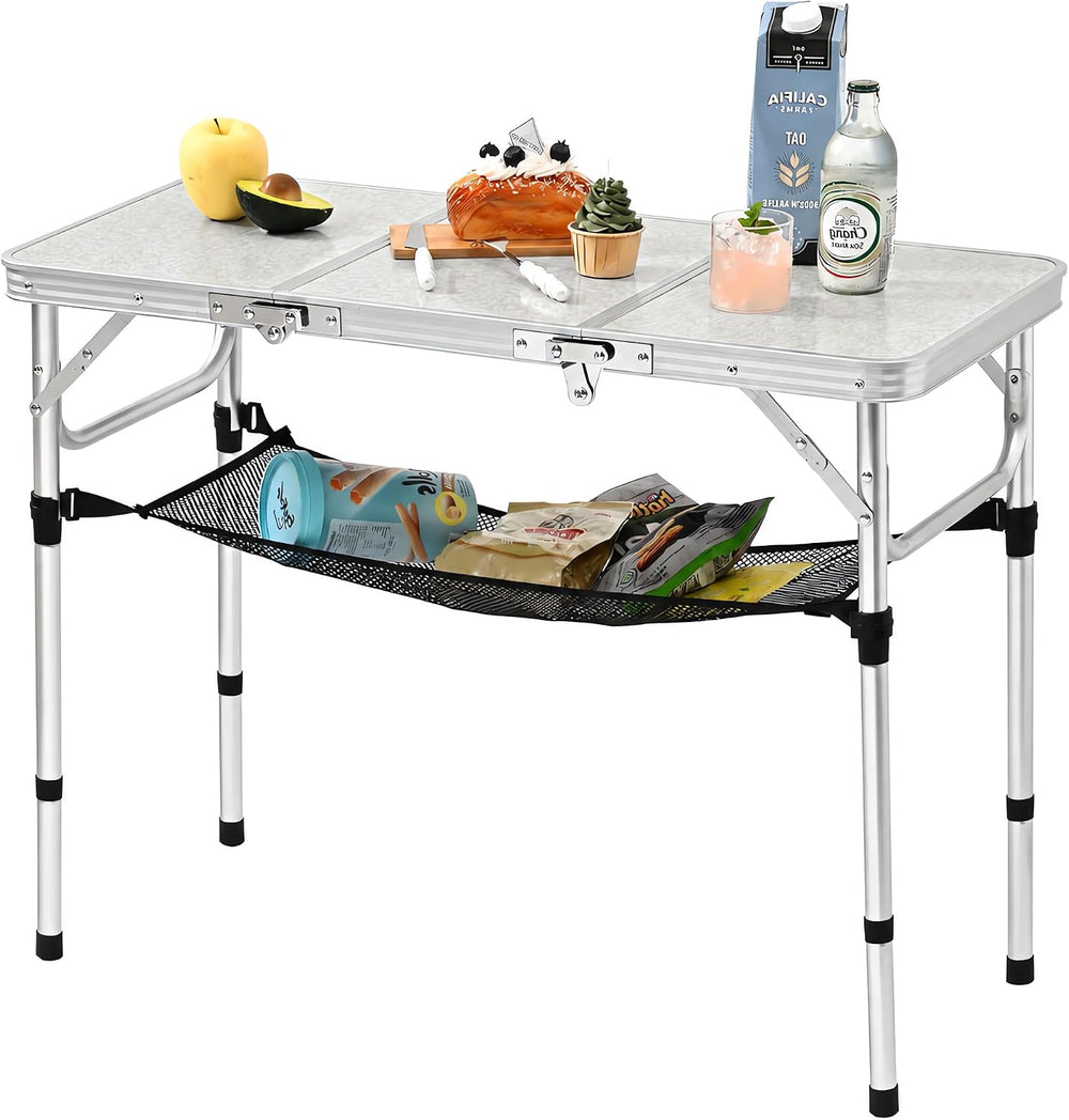Folding Camping Table,35"L x16"W Aluminum Camp Table with Adjustabl...