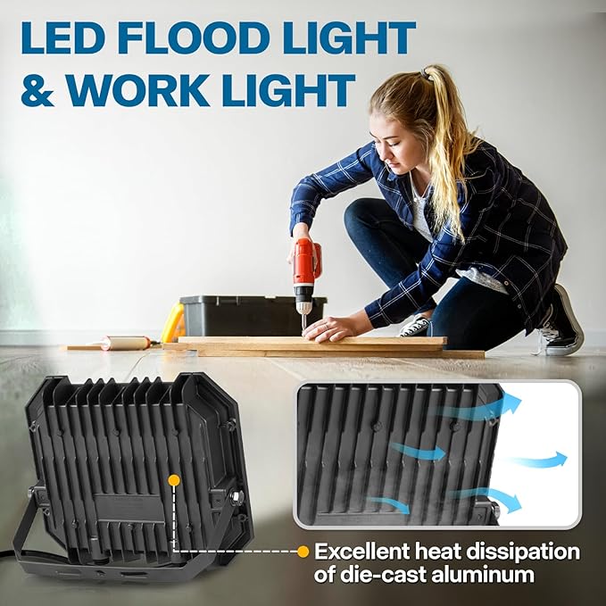 2 Pack LED Flood Lights Outdoor, 150W 15000LM Super Bright Floodlight Outside...