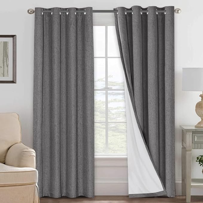 H.VERSAILTEX Linen Blackout Curtains 96 Inches Long 100% Absolutely Blackout ...
