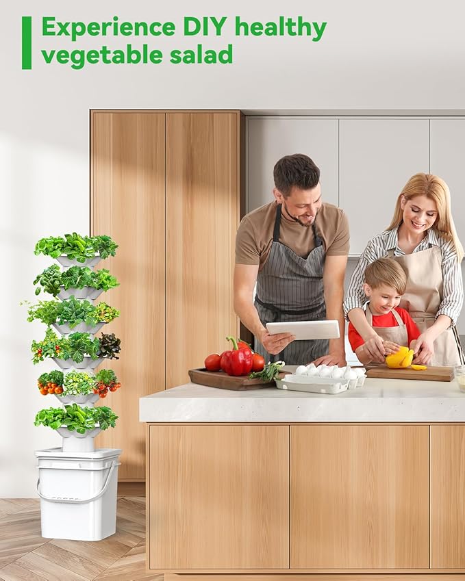 Vertical Hydroponics Growing System Kit, Indoor Outdoor Gardening System Kits...