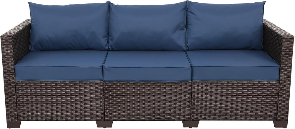 Valita Patio Furniture 3-seat Sofa Brown Wicker Outdoor Furniture Outdoor Cou...