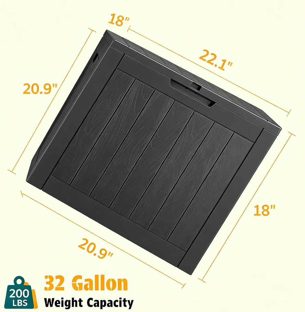NUNU LAB 35 Gal Outdoor Storage Box Waterproof Lockable,Deck Box,Black