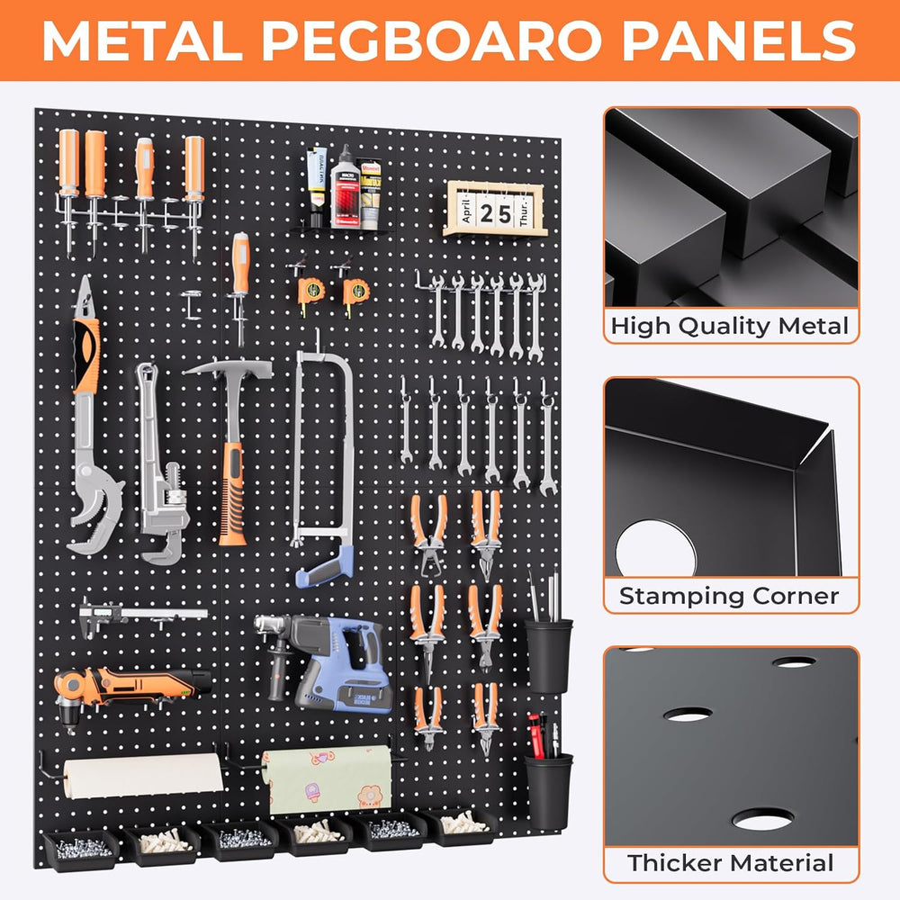 INCLY 48x36 Inch Metal Peg Board Kit 1/4" Pegboard Hooks Accessories