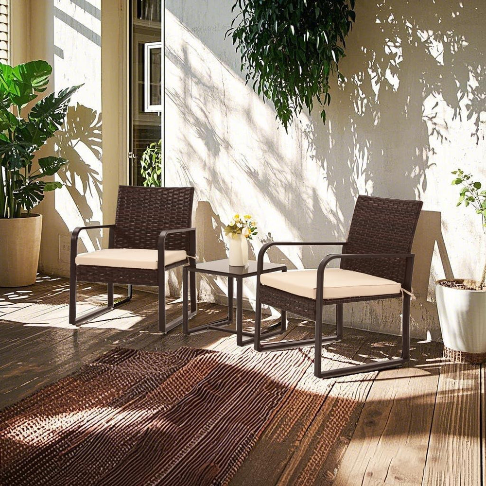 Bezseller 3-Piece Patio Furniture Set Outdoor Bistro Set with Round Arm