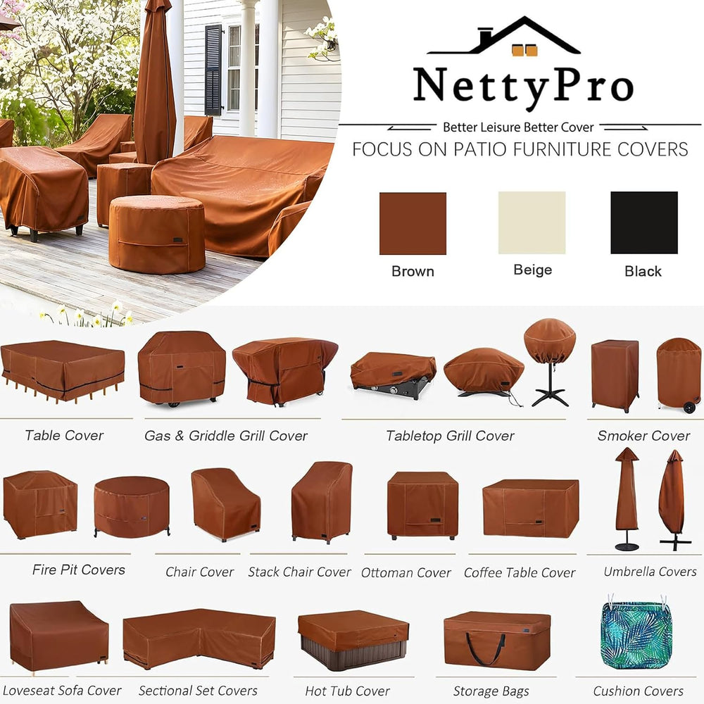 NettyPro Stackable Chair Covers 2 Pack Waterproof Outdoor Stack Chairs Cover ...