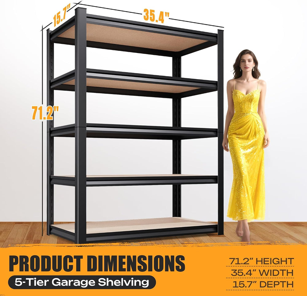Set of 4 Garage Shelving Heavy Duty Storage Shelves, Metal Adjustable Shelvin...