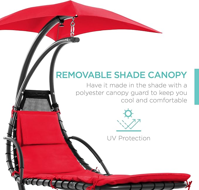 Best Choice Products Outdoor Hanging Curved Steel Chaise Lounge Chair Swing w...