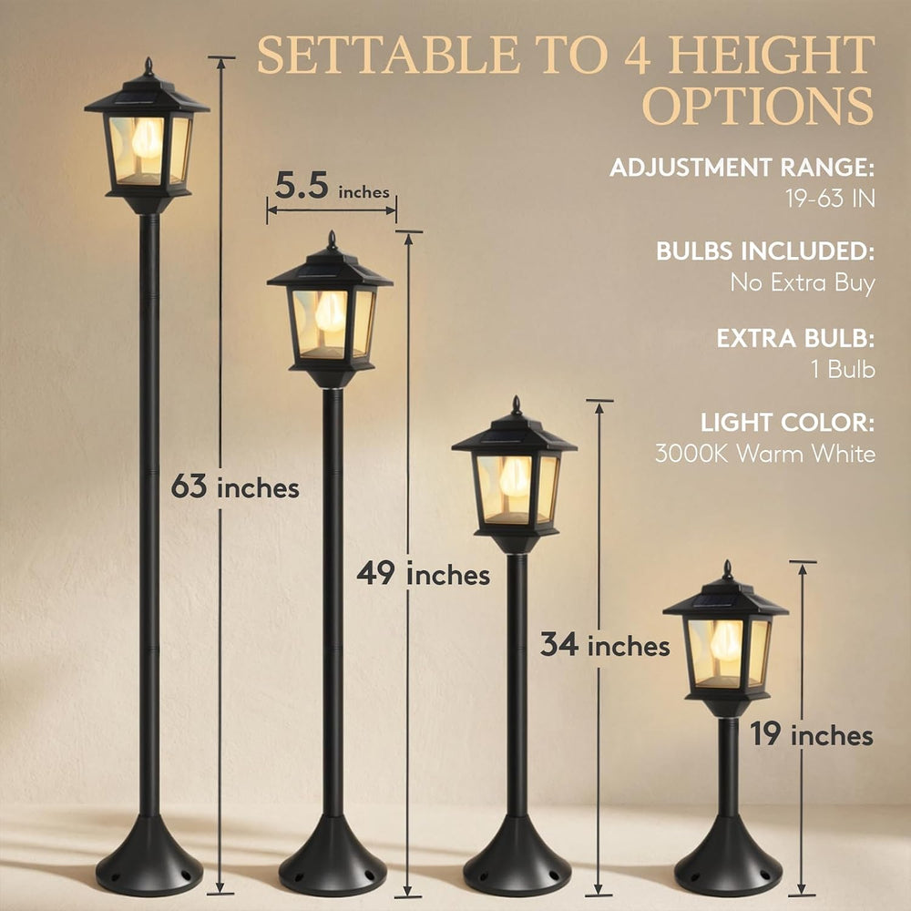 PASAMIC Solar Post Lights Outdoor, 2-Pack 63" Solar Lamp Posts Waterproo...