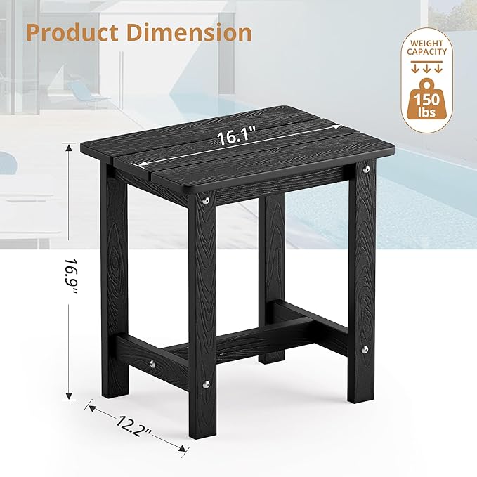 LUE BONA Outdoor Side Table Set of 2, HDPS Small Outdoor Table, Adirondack Si...