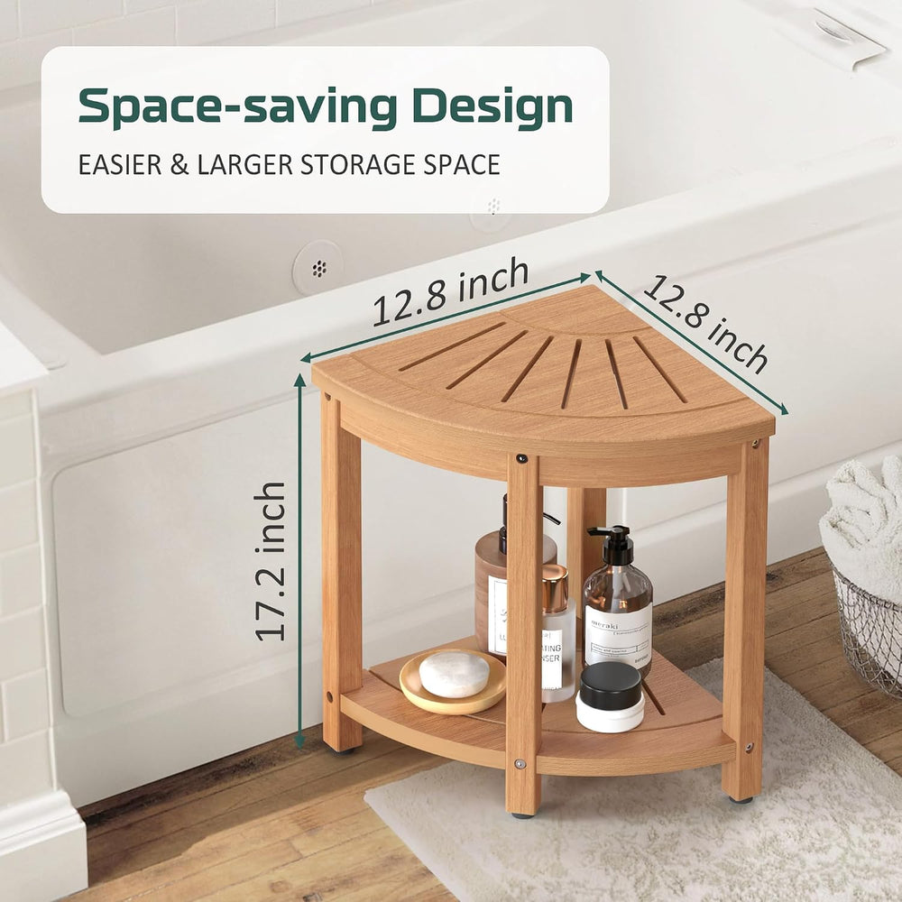 Waterproof HIPS Corner Stool for Shaving Leg, Inside Shower, Brown