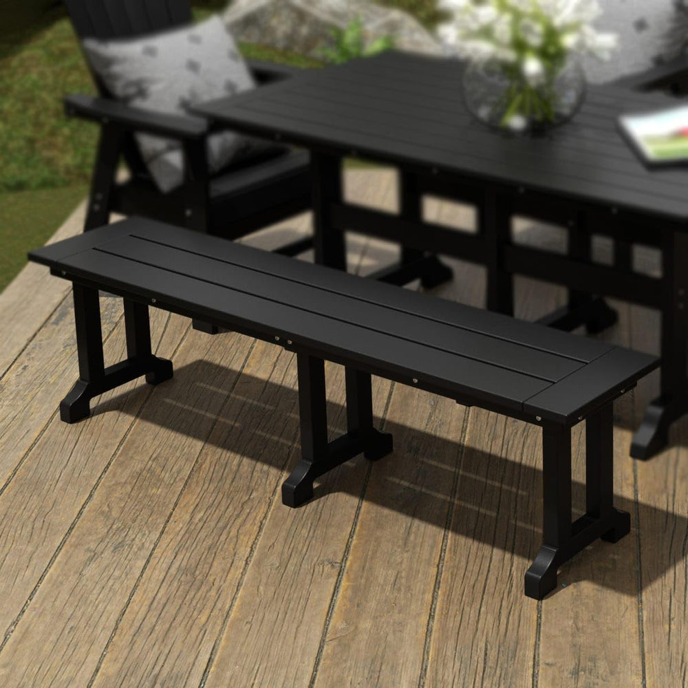 Malibu 65" Outdoor Dining Bench, All Weather Resistant Poly Lumber Patio...