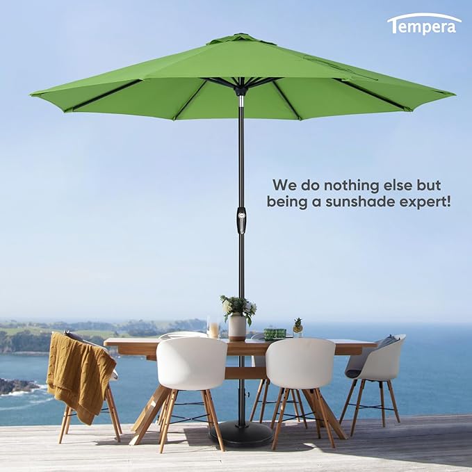 Tempera Patio Market Outdoor Table Umbrella with Auto Tilt and Crank, Large S...