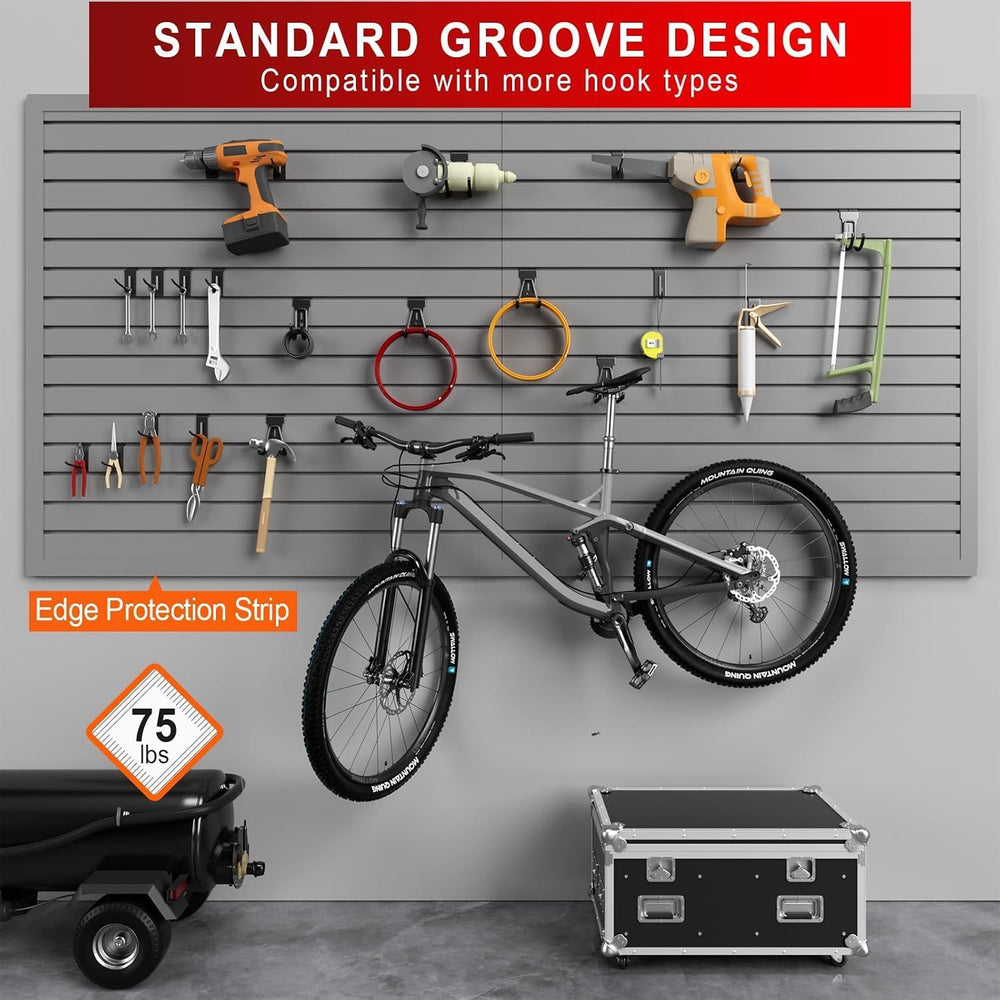 Slatwall Panels Garage Wall Organizer, 4 x 8 ft PVC Slat Wall Panels, Grey