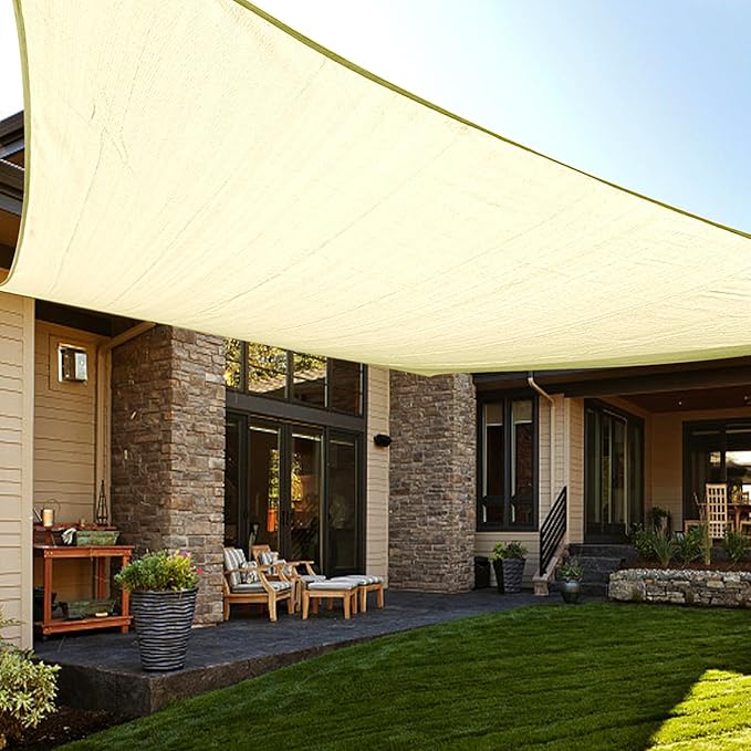 LOVE STORY Custom Size 15'x15' Butter Cream Sun Shade Sail Rectangle ...