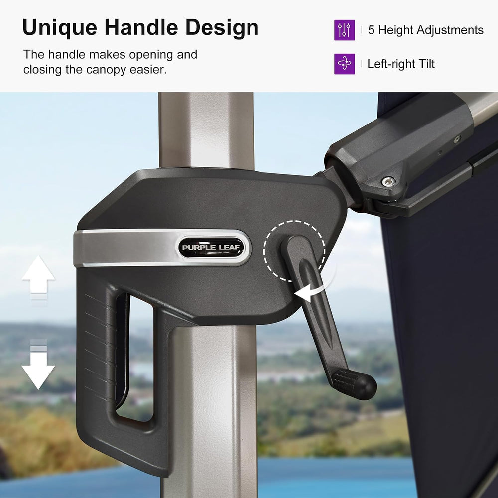 PURPLE LEAF Cantilever Umbrella with Base 8' x 8' Left-right Tilt Nav...
