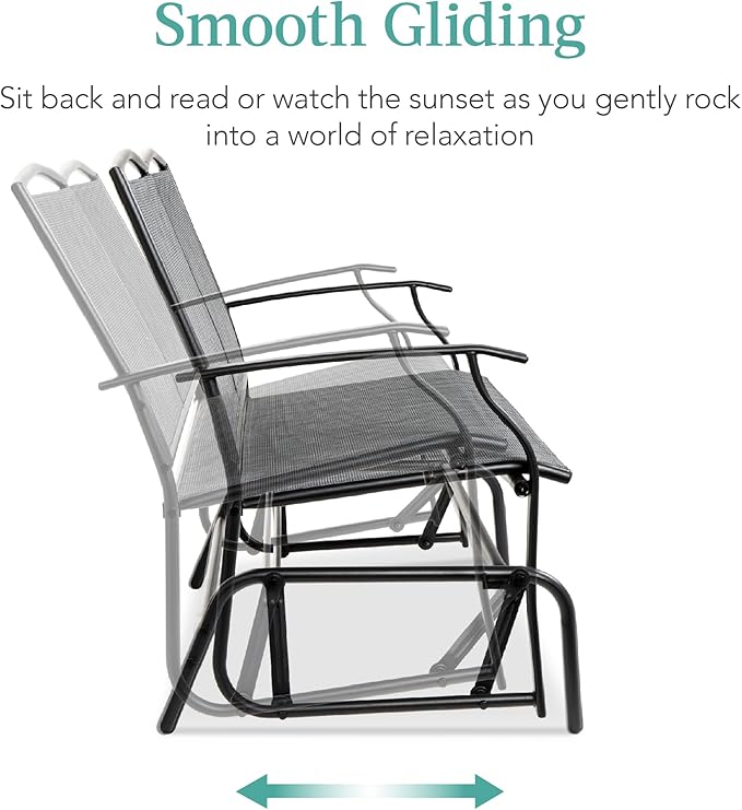 Best Choice Products 2-Person Outdoor Patio Swing Glider Steel Bench Loveseat...