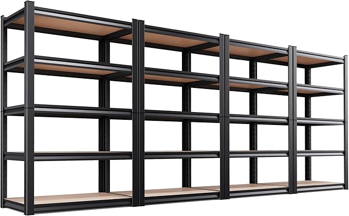 Set of 4 Garage Shelving Heavy Duty Storage Shelves, Metal Adjustable Shelvin...