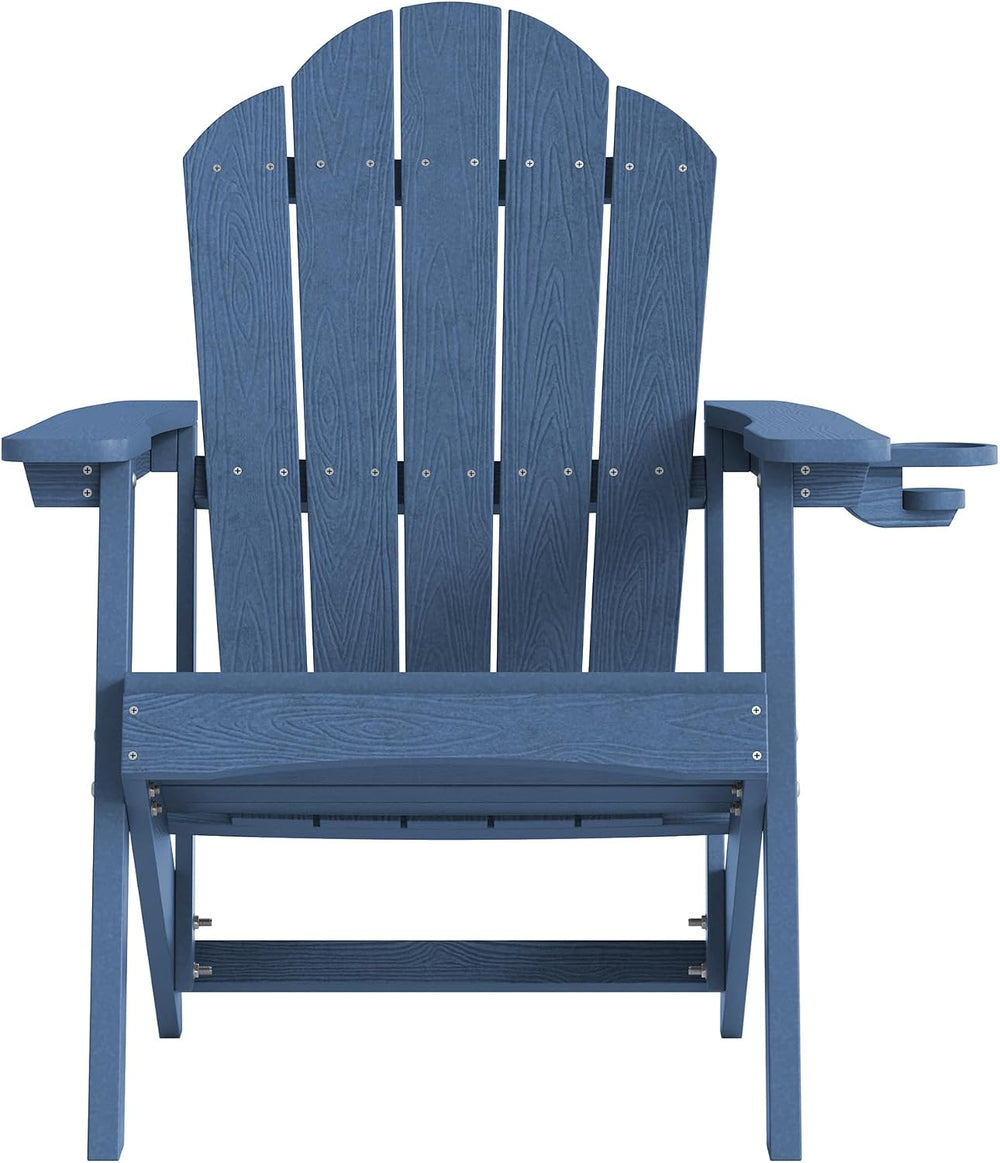 LUE BONA HDPE Adirondack Chairs Set of 4, Blue Fire Pit Chairs