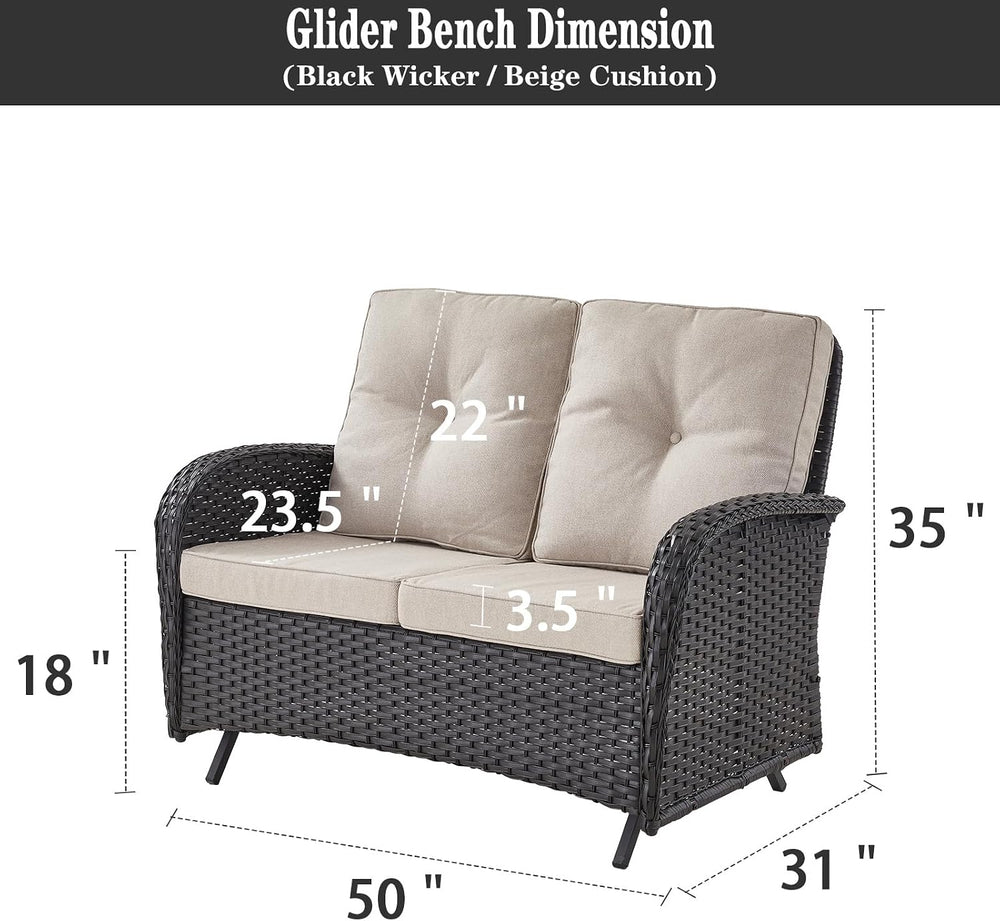 Belord Outdoor Glider Bench Patio Loveseat - 500 Lbs Weight Capacity 2 Seater...