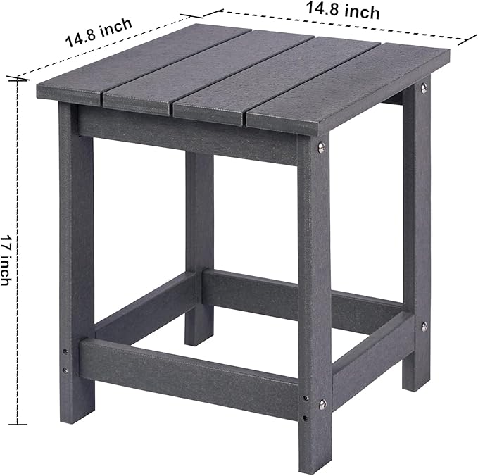 LZRS Adirondack Square Outdoor Side Table for Patio, Pool Composite Patio Tab...
