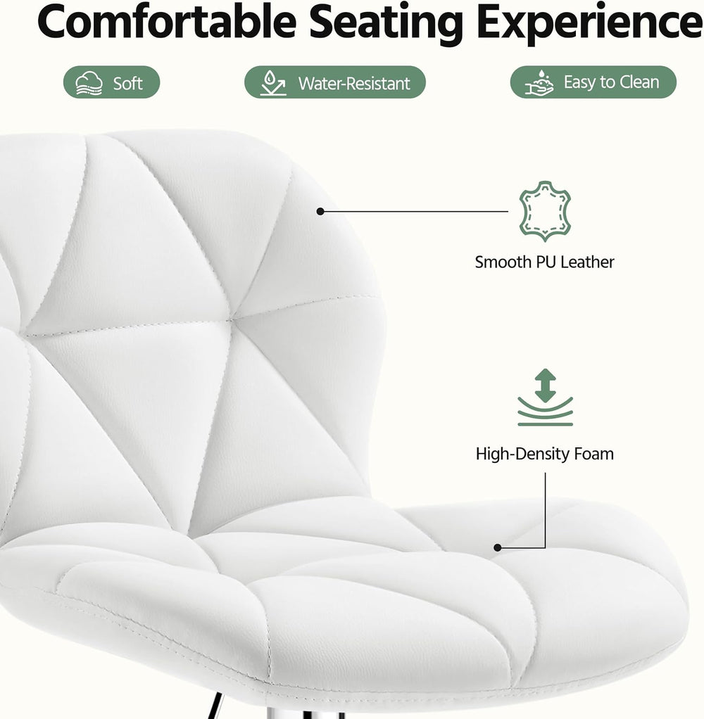 Yaheetech Bar Stools Set of 4 Adjustable Height Swivel Barstools White
