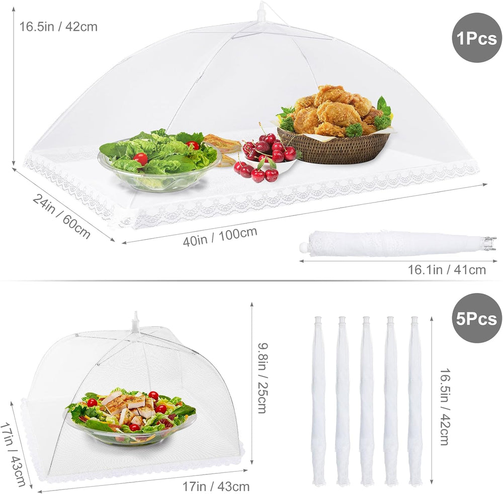Homealexa 6 Pack Mesh Food Covers Pop Up, Reusable Food Net Covers (1 Extra-L...