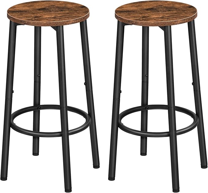 HOOBRO Bar Stools, Set of 2 Bar Chairs, Kitchen Round Height Stools with Foot...