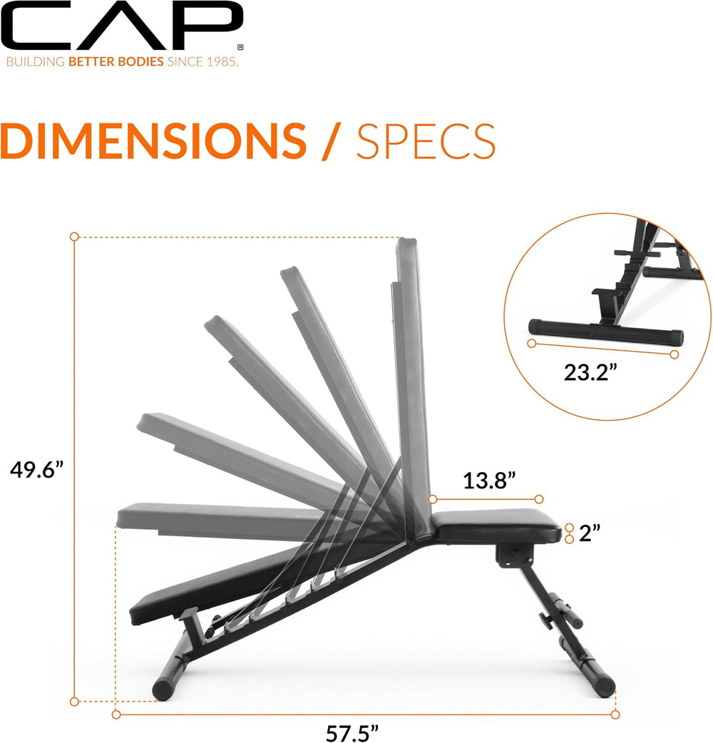 CAP Adjustable Utility Weight Bench, Economy and Elite Options