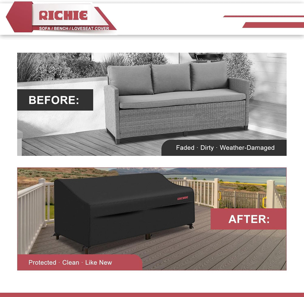 RICHIE Waterproof Patio Sofa Cover 3-Seater - Outdoor Furniture Covers for Lo...