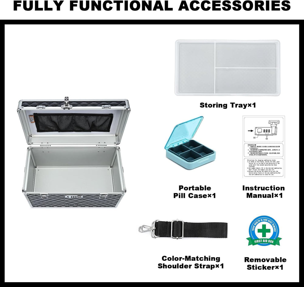 Storage Lock Box with Combination Lock, Lockable Medicine Storage Box, Empty ...