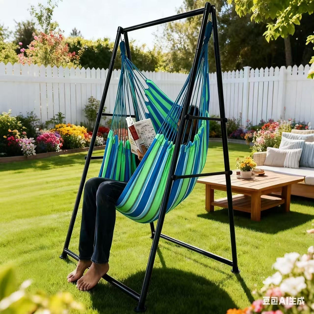 Hammock Chair Stand with X-Large Swing Chair with Footrest,Anti-Tip Thickened...