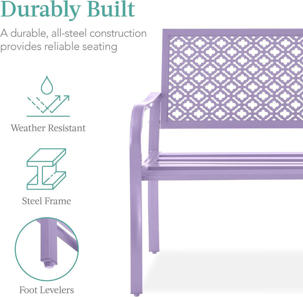 Best Choice Products Outdoor Bench 2-Person Metal Steel Benches Furniture for...
