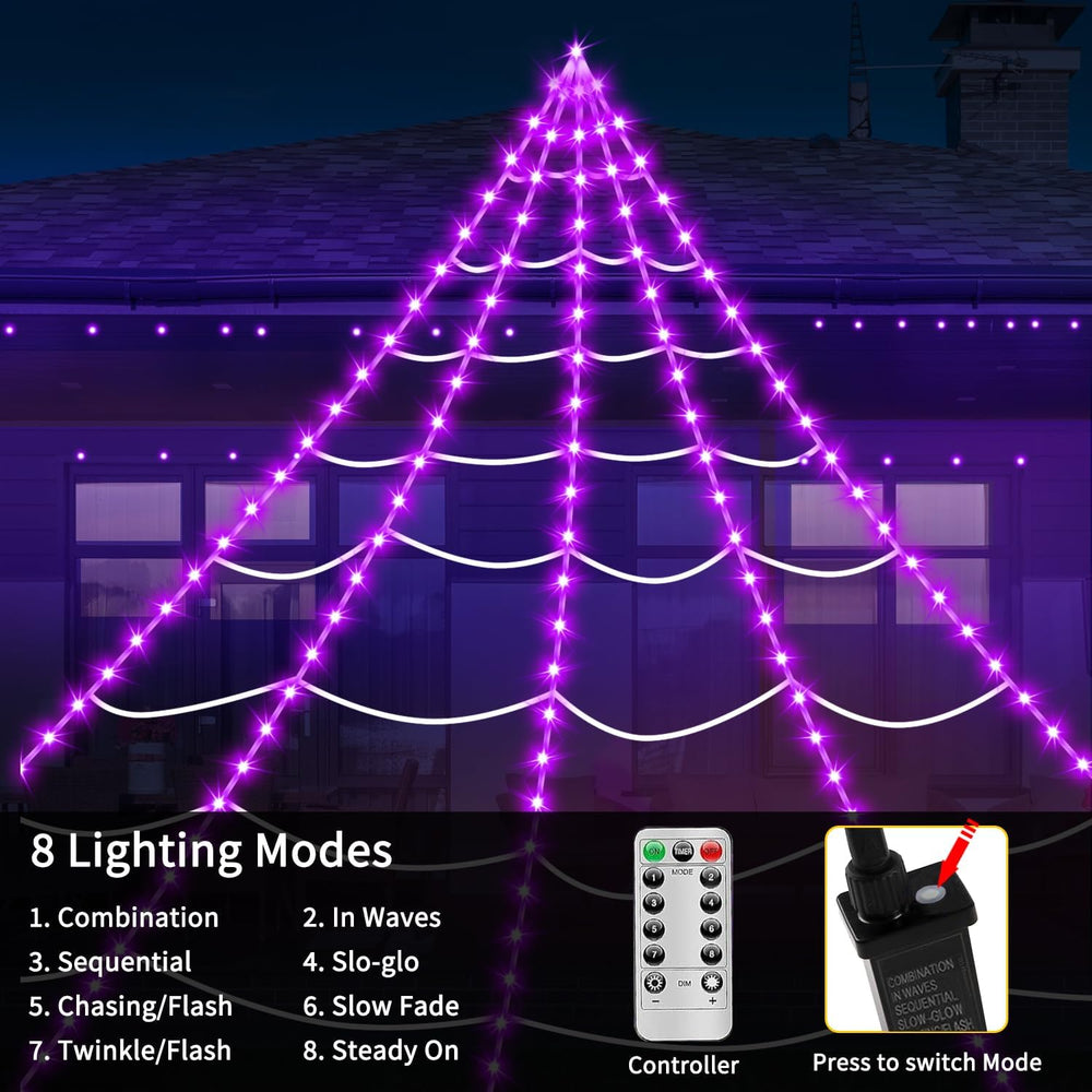 Halloween Decorations Outdoor Spider Web Lights, 23Ft 350 LED Light up Spider...