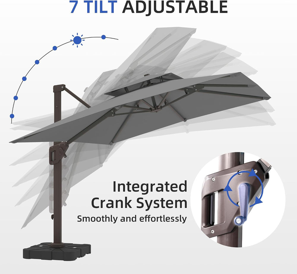 10 X 13 FT Cantilever Outdoor Patio Umbrella with Base Included