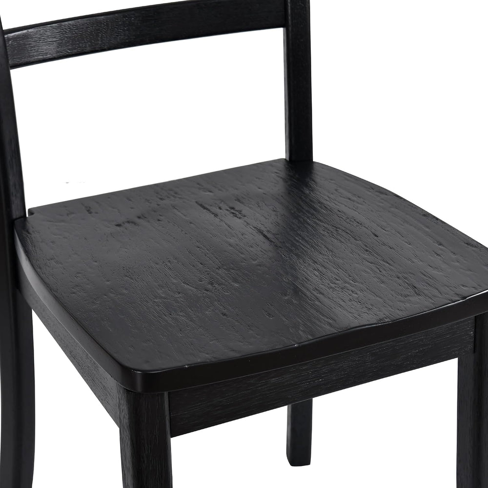 DUHOME Black Wooden Dining Chairs Set of 2,Ladder Back Kitchen Chairs