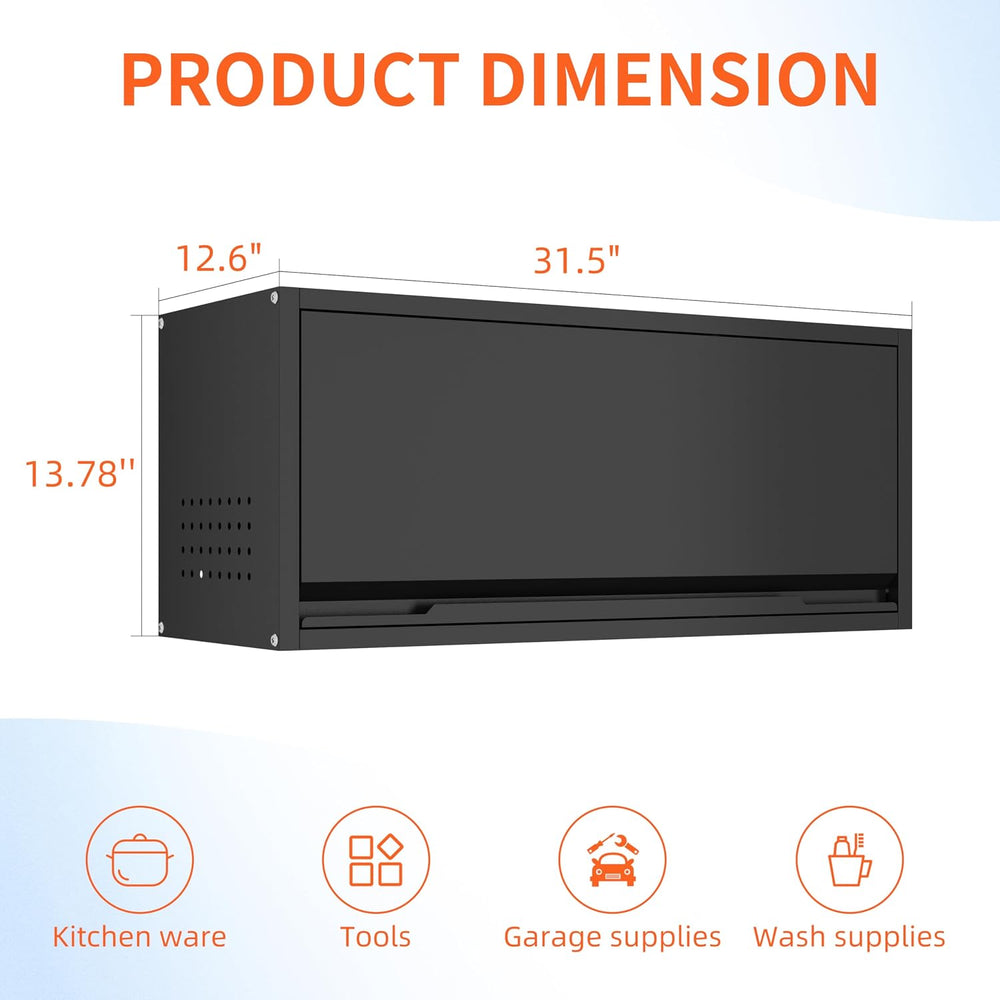 Garage Wall Cabinet, 13.8" H Metal Wall Cabinet with Up-Flip Door