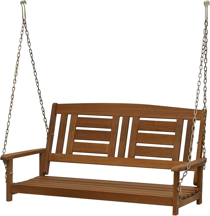 Furinno Tioman Hardwood Patio / Garden / Outdoor 4ft Porch Swing, 2 Seater wi...