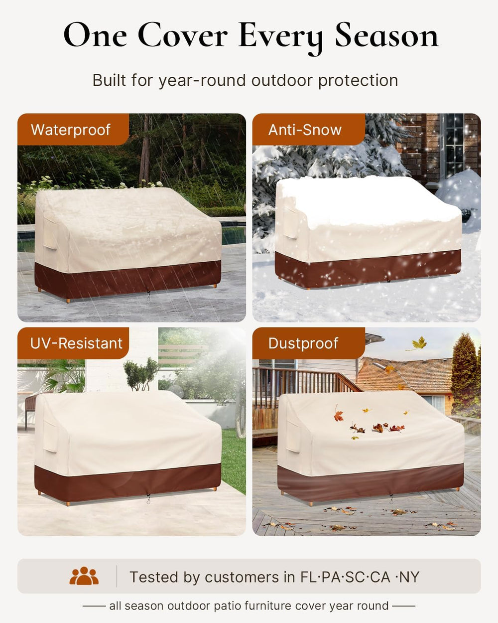 Outdoor Patio Furniture Sofa Cover 3-Seater,76”W x 32.5”D x 33”H