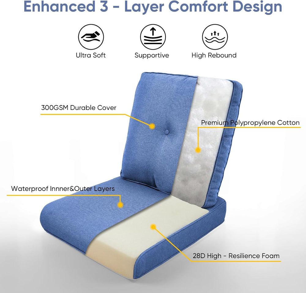 Outdoor Wicker Chair Cushions 2 Packs - Outside High Back Thick Water-Resista...