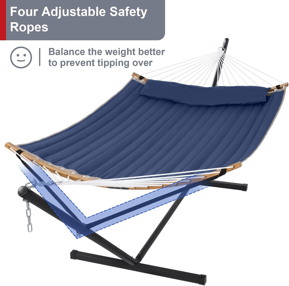 2 Person Hammock with 12FT Stand, Outdoor Hammock, Navy Blue