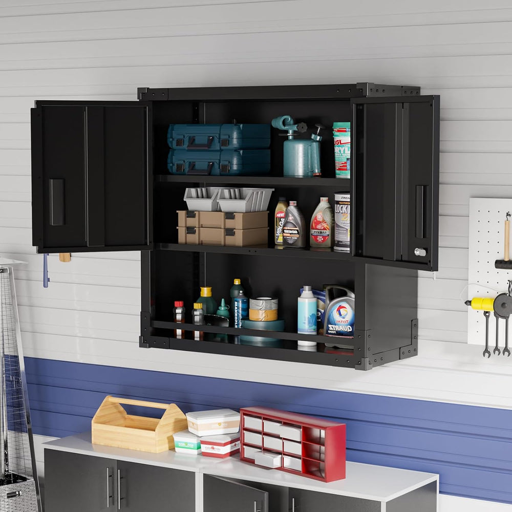 VINGLI Garage Wall Cabinet with Locking Doors and Adjustable Shelf, Metal Wal...