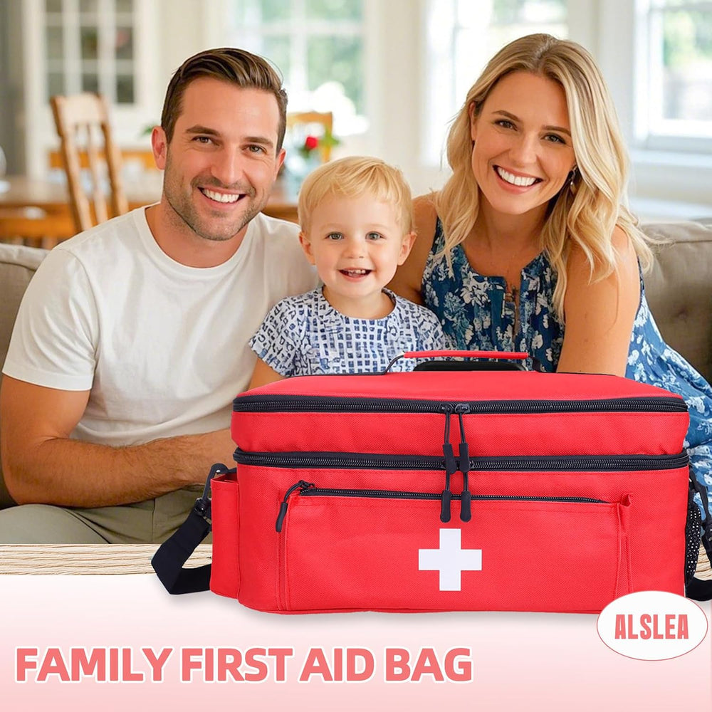 ALSLEA First Aid Bag Empty Large Medical Bag with Shoulder Strap Medicine Org...