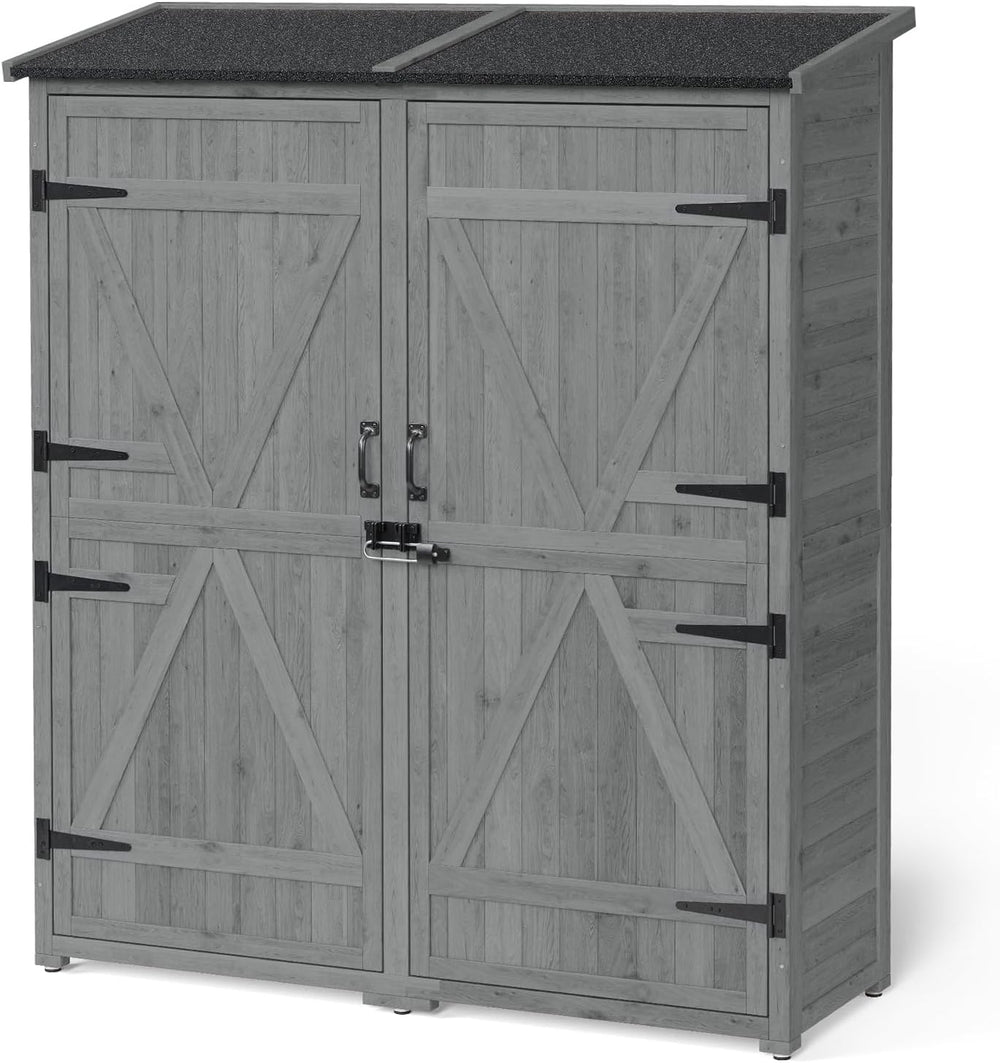 Gizoon Outdoor Cabinet, Waterproof Roof, Double Lockable Wooden Shed