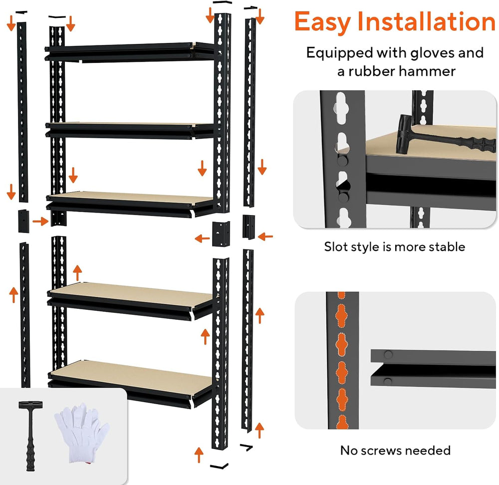 Garage Shelving 5 Tier Adjustable Metal Storage Shelves, Heavy Duty 1500LBS C...