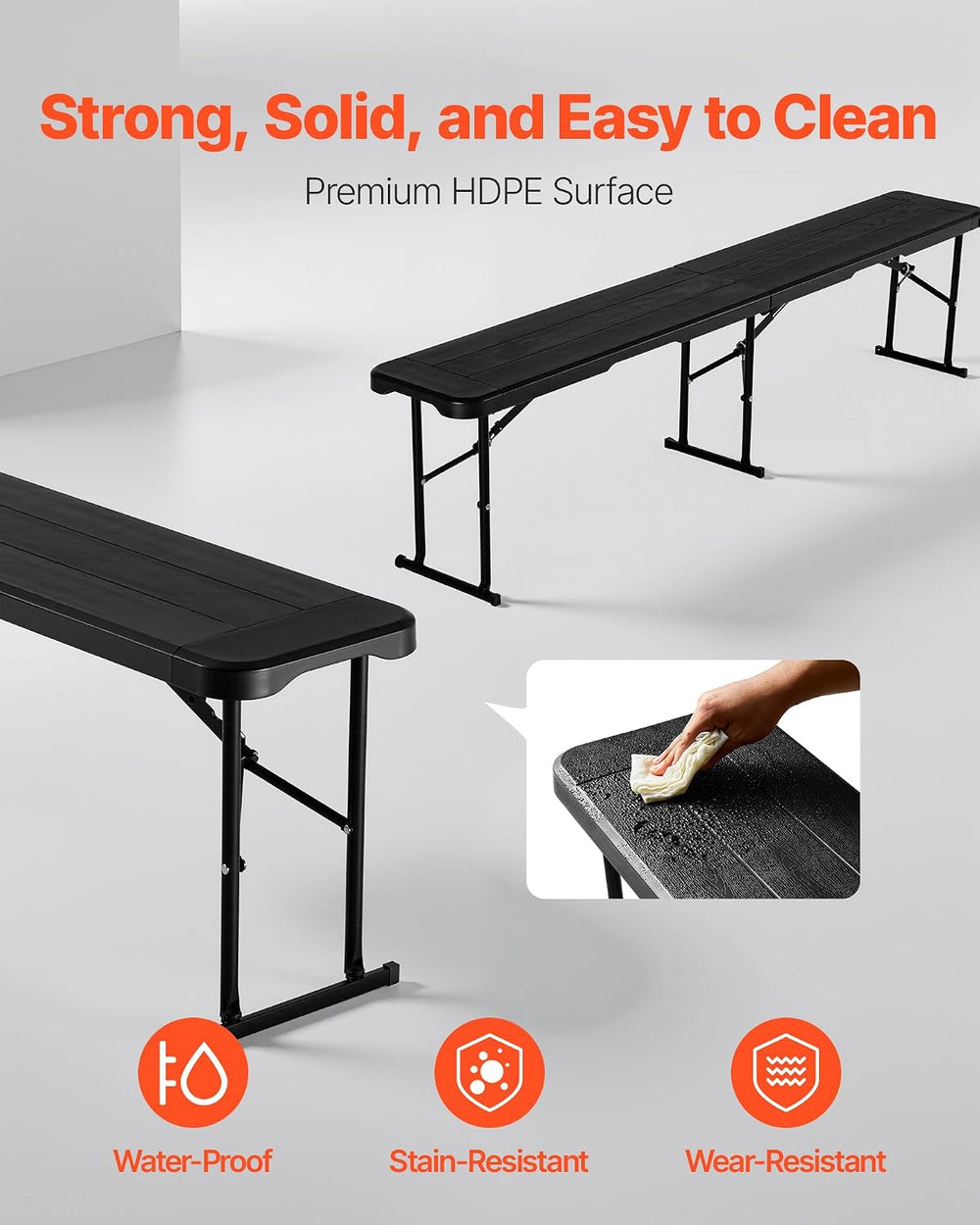 VEVOR Plastic Folding Bench, Soccer Multipurpose Entertaining Activities