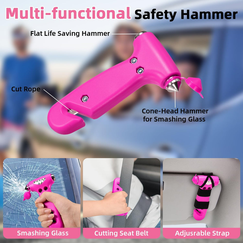 Pink Roadside Car Emergency Kit for Women, Safety Kit with Jumper Cables