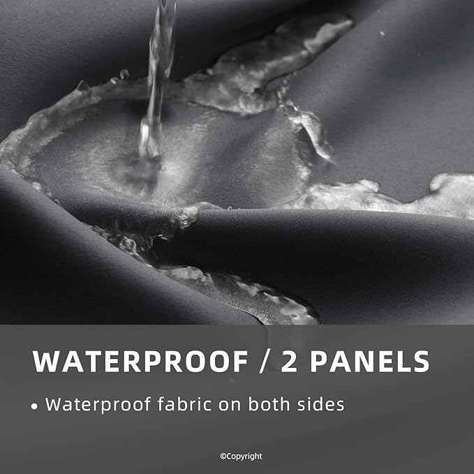 Waterproof Outdoor Curtain W105 x L84 - Grommet Top Sunlight Blocking Window ...