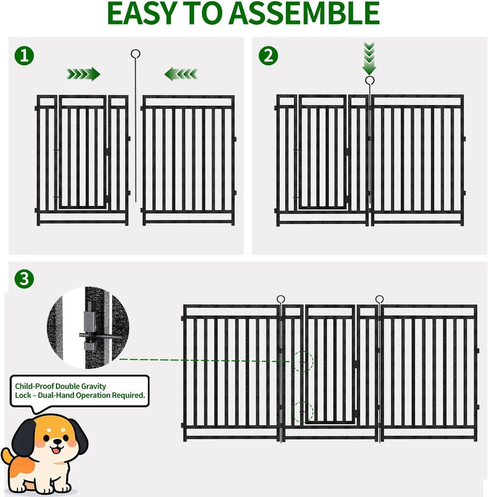 Decorative Garden Fence Metal Dog Fence Outdoor, 40in (H) x 18ft (L), 7 Panel...