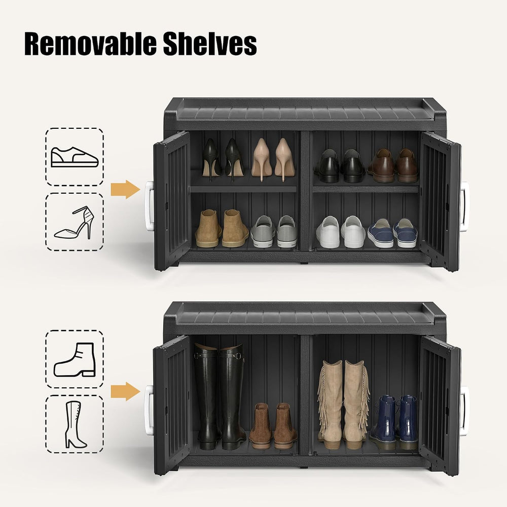 EFU Shoe Bench with Storage, Shoe Cabinet Waterproof, Storage Bench Outdoor